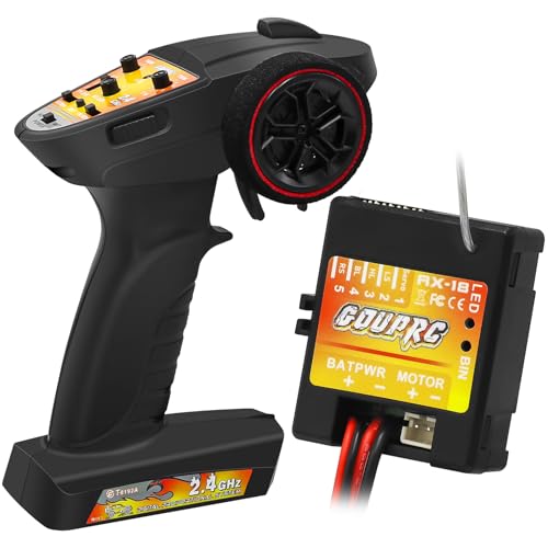 GOUPRC 2 in 1 ESC & Receiver with 3CH 2.4GHz RC Transmitter ESC Remote Controller Receiver Combo for Axial SCX24 RC Car - style: 3CH Transmitter & Receiver