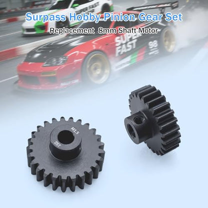 M1.5 Pinion Gear 22T 23T 24T 25T 8mm Shaft Steel Motor Gear Set for 1/5 1/6 1/7 1/8 1/10 Tra-xxas Arrma HSP HPI AXIAL LOSI RC Car Brushed Brushless Motor - size: 22T 23T 24T 25T