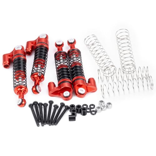 MOHERO 4Pcs 53mm Shocks - Aluminum RC Threaded Tele Absorber Damper for 1/18 RC Rock Crawler Ascent-18 Upgrades Parts (Red)