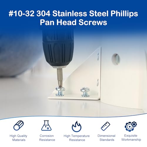 60Pcs #10-32 x 1/2" Phillips Pan Head Machine Screws, UNF Fully Threaded | 18-8 (304) Stainless Steel, Bright Finish, Ideal for Electronics, Appliances, Automotive and General Assembly - size: #10-32 x 1/2"