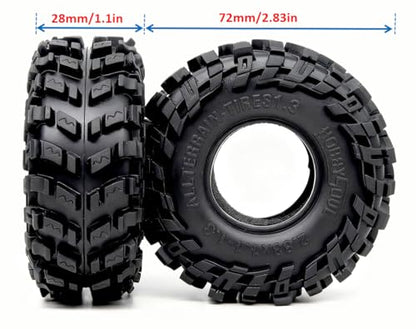 HOBBYSOUL 1.3 All Terrain RC Tires 72×28mm 4-Pack For TRX4M SCX24 Crawlers | High-grip soft sticky tires for mud & rock climbing,foam inserts,upgrade for 1/18 TRX4M High Trail & 1/24 micro RC crawler - style: 1.3 All Terrain Tires-72mm Tall