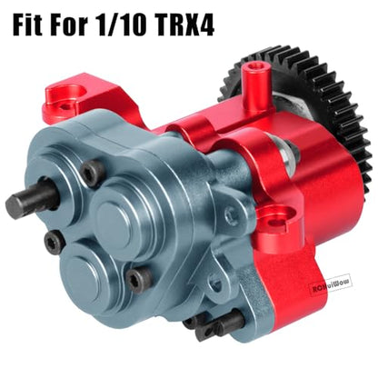 RC Aluminium Gearbox Upgrades Part for 1/10 TRX4 TRX6 RC Crawler,Alloy Transmission Case 2 Speed Transmission Box Gear Box w/Steel Gear Hops up,Titanium & Red - color: Titanium&red(1set)