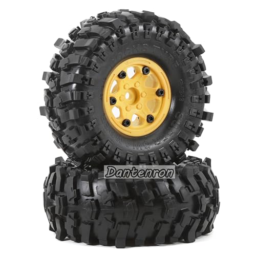 1.9 Rock Crawler Mud Tires And Plastic Wheels Rims OD 118mm 1/10 RC Rubber Grappler hubs Tyres With Foam For 1:10 Crawler Car Tamiya CC01 Traxxas TRX4 Axial SCX10 II RC4WD Gen8 4PCS (Yellow) - color: Yellow