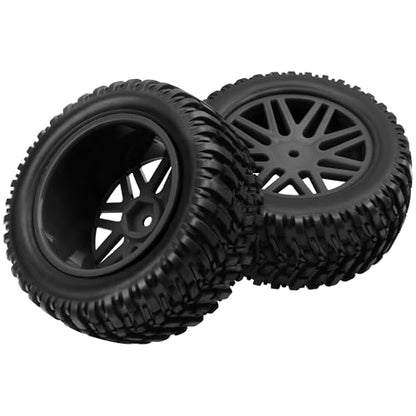 OD 96mm RC Off Road Short Course Truck Tire w/Plastic Rim 12mm Hex Compatible with 1/10 Scale Buggy Car HSP 94170 94155 Wltoys 1/14 144001 124019 RC Car (Black) - color: Black