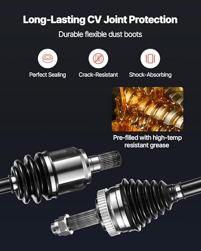 VEVOR CV Axle Shaft Assembly, 2 Pieces Front Left & Right (Driver and Passenger Side), Automotive Replacement CV Joint Axles Pair Compatible with 2011-2014 Hyundai Sonata, Alloy Steel & Carbon Steel - size: 2011-2014 Hyundai Sonata, style: Front Driver an
