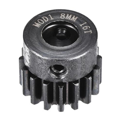 MECCANIXITY 1M 16T 40 Chrome Steel Motor Pinion Gears, 0.71" x 0.7" RC Motor Gears Fits 8mm Shaft Bore for RC Vehicles Truck Drift Remote Control Car Off-Road Crawler Parts, Black - style: 16T