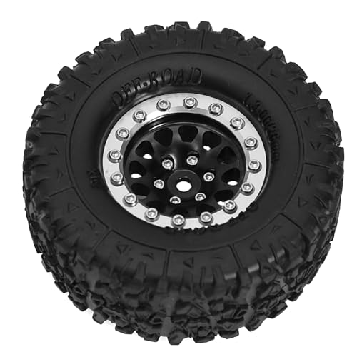 REDSPIDER 1.3 Aluminium Alloy Beadlock Wheels and Crawler Tires 1/24 RC Muddy Swamp Tyre 7mm Hex Fit for 1/18 1/24 Axial Trx4m SCX24 AX24 FCX24 RC Crawler XC-1 RTR CR-18P EVO (Black) - color: Black
