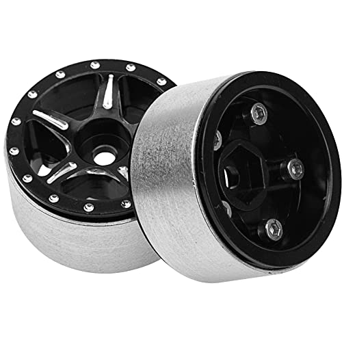 ShareGoo 4Pcs 1.0 Beadlock Wheel Rims 7mm Hex Wheel Hubs Compatible with Axial SCX24 Gladiator Deadbolt Bronco C10 JLU 1/24 RC Crawler Upgrade Parts