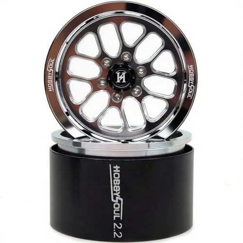 RC 2.2 Beadlock Wheels 40mm Wide 4-Pack Fits TRX4 SCX10 Capra | -11mm negative offset, Silver CNC aluminum rims with 12mm hex hub For RC 1/10 mud rock crawler trucks upgrades - color: Silver
