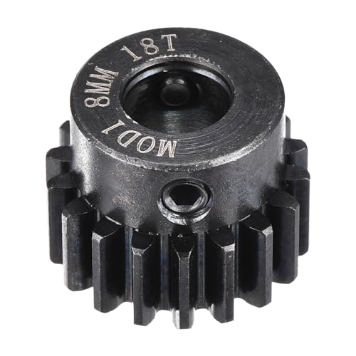 MECCANIXITY 1M 18T 40 Chrome Steel Motor Pinion Gears, 0.79" x 0.8" RC Motor Gears Fits 8mm Shaft Bore for RC Vehicles Truck Drift Remote Control Car Off-Road Crawler Parts, Black - style: 18T