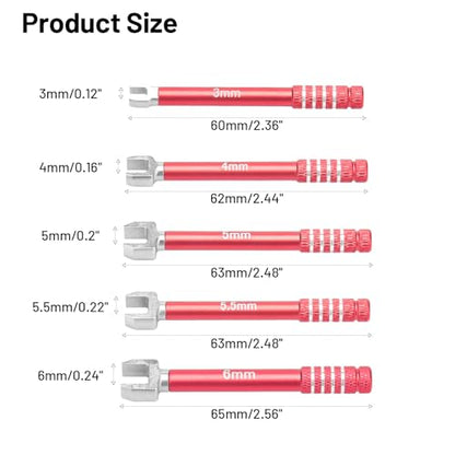 daitoku RC Wrench 3.0/4.0/5.0/5.5/6.0mm Turnbuckle Nut Ball Joint Remover 5PCS for RC Crawler Car Boat Drone Upgrade Parts (Red) - color: Red