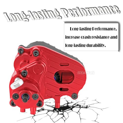 Aluminum Gearbox Complete Transmission Case w/Gear Upgrades Part for 1/10 SCX10-AXI03004 Capra 1.9 UTB RC Crawler Car,(Black-Red) - color: Black Red - (Gearbox)
