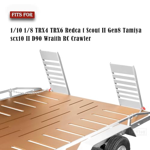 Aluminum RC Trailer for 1/10 1/8 RC Crawler TRX4 TRX6 Redca t Scout II Gen8 Tamiya Scx10 II D90 Wraith,RC Heavy Duty Truck and RC Rock Cars Trailer with RC Trailer Hook Coupler,Brown - color: Brown - (Aluminum Rc Trailer