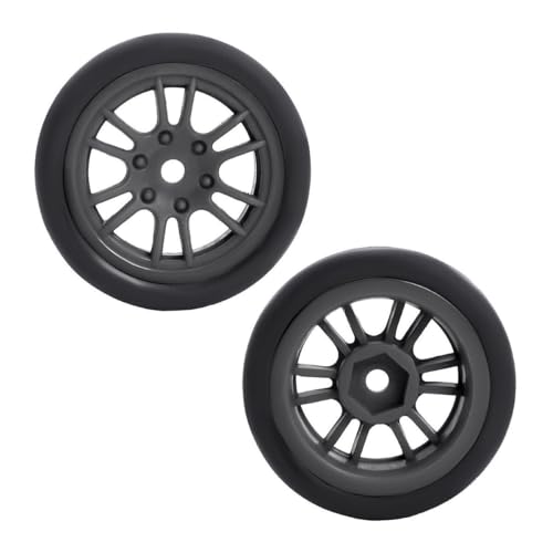 4PCS Finished Flat Running Drift Tires and Wheels 7MM Hexagon for 1/24 Losi Micro B Upgrades and 1/28 Losi Micro T Upgrades(b Black) - color: B Black