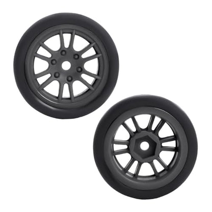 4PCS Finished Flat Running Drift Tires and Wheels 7MM Hexagon for 1/24 Losi Micro B Upgrades and 1/28 Losi Micro T Upgrades(b Black) - color: B Black