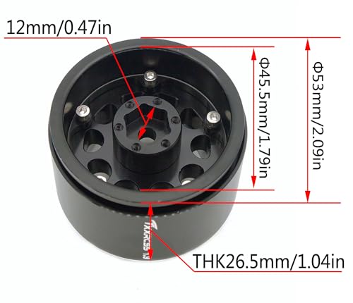RC 1.9 Beadlock Wheel Rims Hex 12mm Aluminum Wheels Adjustable for Traxxas TRX4 Axial SCX10 Gen8 1/10 RC Crawler Car (Black White) - color: Black White