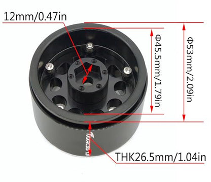 RC 1.9 Beadlock Wheel Rims Hex 12mm Aluminum Wheels Adjustable for Traxxas TRX4 Axial SCX10 Gen8 1/10 RC Crawler Car (Black White) - color: Black White