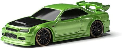Turbo Racing 1:76 Scale Drift RC Car, Mini Table Racing Model Car with 2.4G Remote Control & Gyro Full Proportional RTR for Adults Hobby Toys Gifts (C64-Green) - style: C64-Green