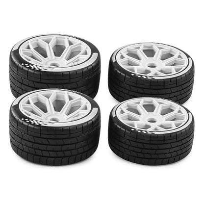 4PCS RC Highway Off-Road Truck Wheels & Tires - Compatible with 1/8 Typhon 6S BLX, 1/7 Infraction 6S BLX/Limitless - Foam Insert Plastic Rims （2 Big & 2 Small ） (White（4pcs）) - color: White（4pcs）
