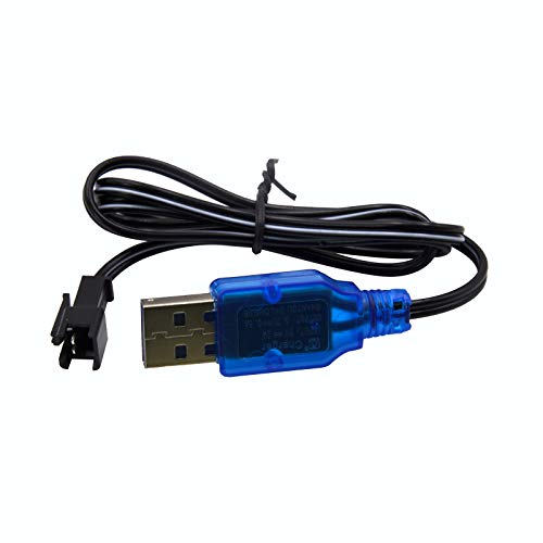 Blomiky 2 Pack 3.7V 0.5A Lithium Battery Charge Cable with SM-2P Black Plug for Some Kind of Mini RC Amphibious Stunt Car Boat Trucks 1S Li-ion and Li-Po Battery / 3.7V USB 2