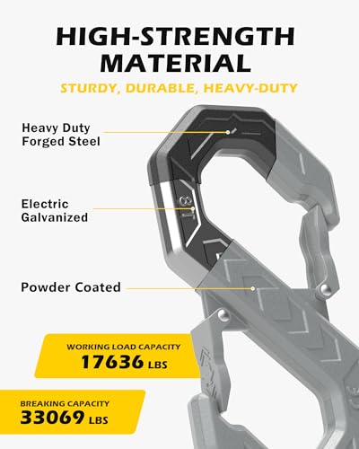 3/8" Tow Hook, S-Shaped Winch Hook, 33,000lbs Breaking Strength, G80 Heavy Duty Forged Steel, Fast Connect Winch Shackle Towing Hook for Trucks, SUVs, ATVs, Trailers, Gray - color: Gray