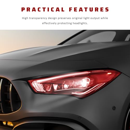 Car Light Tint Film, 12" × 48" Waterproof Headlight Vinyl Wrap Film Includes Squeegee & Cutter, Self-Adhesive Air-Release Wrap for Fog Lights, Taillights, and Headlights (Bright Red) - color: Bright Red