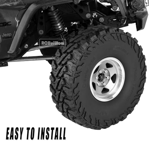 RC Alloy 1.9" Beadlock Wheels and Tires for 1/10 RC Crawler TRX4 SCX10 SCX10 III 90046 D90,1.9 RC Wheels and Tires 1.9 Beadlock Tires RC Rims,4 Packs,Silver - color: Silver(4pcs)