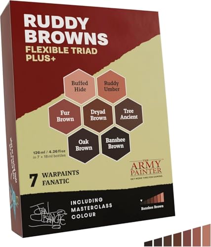The Army Painter, Warpaints Flexible Triad Plus+: Ruddy Browns 7x18ml | Colori acrilici hobby di qualità miniatura, per Dungeons and Dragons (DnD) e Warhammer - color: Ruddy Brown