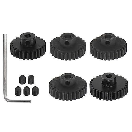 HARFINGTON Mod 1 M1 Pinion Motor Gear Set 5pcs 26T 27T 28T 29T 30T Fit 5mm RC Motor Shaft M1 Pitch Gears for RC Car, with Hex Key - style: 26T 27T 28T 29T 30T