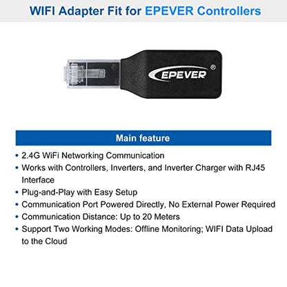 EPEVER WiFi Adapter Accessorry for MPPT Solar Charge Controller APP Remote Monitor (EPEVER-WiFi-2.4G-RJ45-D) - style: EPEVER (WiFi 2.4G RJ45 D)