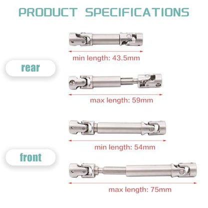 Stainless Steel Center Drive Shafts for Redcat Ascent-18 1/18 RC Car | Front and Rear Drive Shaft,CNC Machined,Ascent-18 1/18 RC Crawler Upgrades Parts,Rust Resistant,High Strength