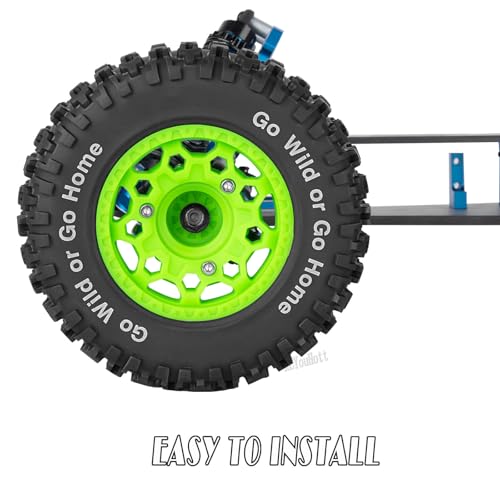 RC Truck Wheels Tires 12mm/14mm/17mm Hex for 1/10 Arrm a Senton/Slash 2WD 4WD 4×4/Axia1/Redca t/Rc4w d,w/Detachable Replace Running on Off-Road Tire RC Wheel Hex,Wheels and Tires,Green - color: Green- (Wheel Tires)