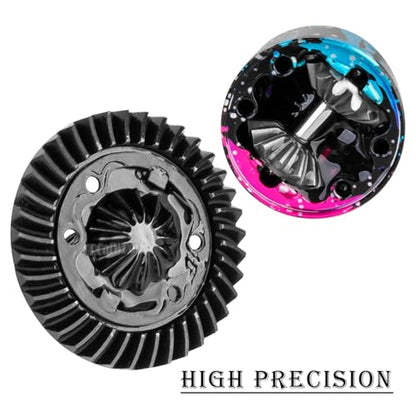 Aluminium Transmission Gearbox Upgrades Part for 1/10 Slash/Rustler/Stampede/Jato VXL 4X4 4WD,XO-1,RC Front Rear Gearbox & 37T Differential Gear,#6880#6881,Colorful(Blue Pink Tone) - color: Colorful(blue Pink Tone)- (Upgrades)