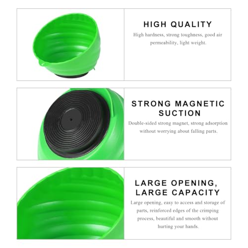Magnetic Nut Cup, Curved Magnetic Parts Tray Bolts Organizer Holds Up to 5 Pounds, Multi-Use Nuts Screws Bowl Small Parts Tray Attaches to Metal Surface, Car Accessories (Green) - color: Green