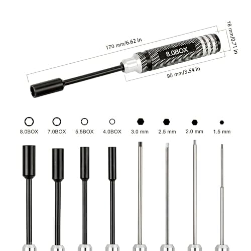 10 Pack RC Hex Driver Tool Kit Hexagon Screw Drivers & Nut Drivers Set 1.5mm 2.0mm 2.5mm 3.0mm Hex Driver 4.0mm 5.5mm 7mm 8mm Nut Driver Cross Wrench RC Tools