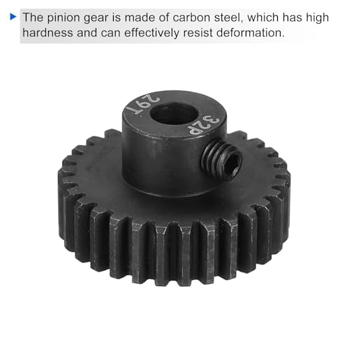 MECCANIXITY 2 Pcs RC 32P Hardened Pinion Gear 5mm Shaft, 29T Motor Gears Carbon Steel for 1/10 RC Model Car Boat Drone - style: 29T