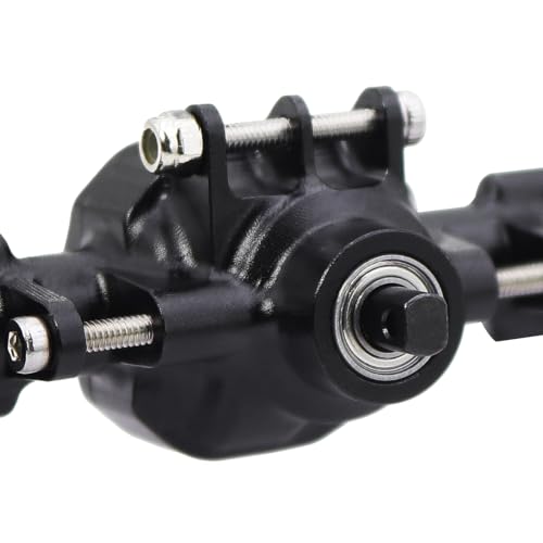 Aluminum Front Rear Portal Axle Complete Axles Set with Servo Mount for 1/18 RC Crawler Redcat Ascent-18 Ascent18 Upgrade Parts (Black) - color: Black