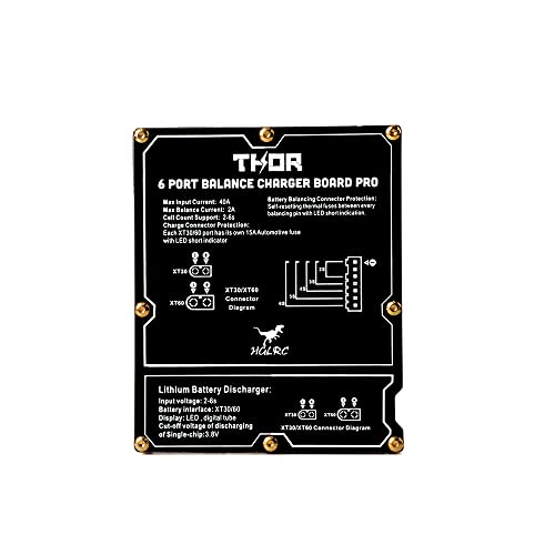 HGLRC Thor 6 Port Lipo Battery Balance Charger Board Pro 40A XT60 XT30 Plug 2-6S Integrated with Lipo Discharger for IMAX B6 ISDT Q6 Nano HOTA D6 Pro P6