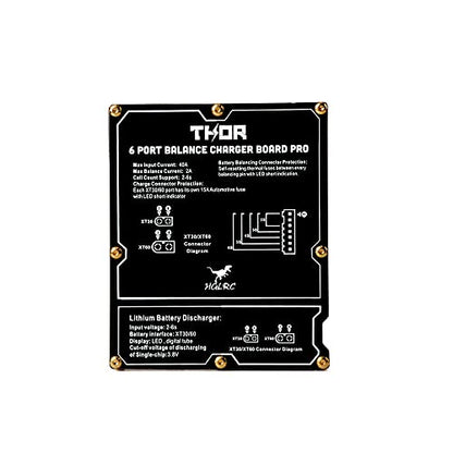 HGLRC Thor 6 Port Lipo Battery Balance Charger Board Pro 40A XT60 XT30 Plug 2-6S Integrated with Lipo Discharger for IMAX B6 ISDT Q6 Nano HOTA D6 Pro P6