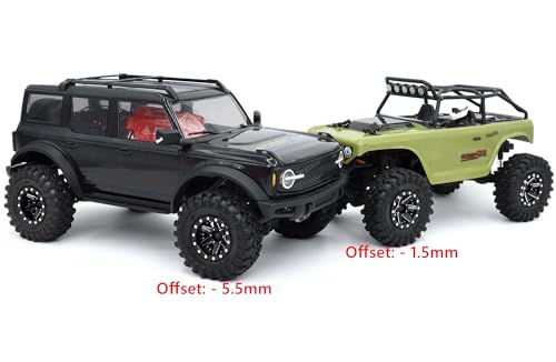 hobbysoul Adjustable Offset 1.0 Beadlock Wheels Rims, RC 1.0 Wheels 20.5g/Rim for RC 1/18 TRX4M Axial SCX24 90081 & Other 1/24 Micro Crawler, (4-Pack) - color: Black