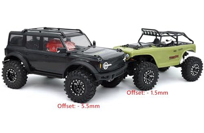 hobbysoul Adjustable Offset 1.0 Beadlock Wheels Rims, RC 1.0 Wheels 20.5g/Rim for RC 1/18 TRX4M Axial SCX24 90081 & Other 1/24 Micro Crawler, (4-Pack) - color: Black