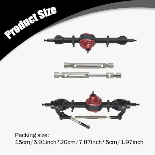 Colaxi Metal Front Rear Axles Set for 1/12 Scale RC Crawler, MN82 MN82T MN82S MN82Pro LC79 Upgrade Drive Shafts, Black - color: Black