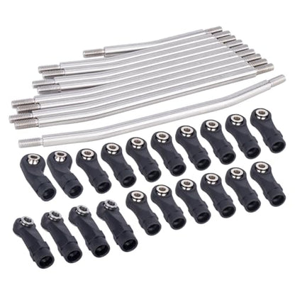 Stainless Link Rod 313mm Wheelbase Linkage for SCX10 II 90046 90047 | Stainless Steel,Durable & Corrosion-Resistant,10Pcs Set,Upgrade for Axial SCX10 II AX90046/AX90047 Rock Crawlers.
