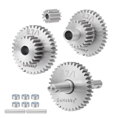 1/18 Stainless Steel Transmission Gear Set Compatible with 1/18 RC Crawler TRX-4M Bronco/Defender/F-150 Upgrades(9.7:1)