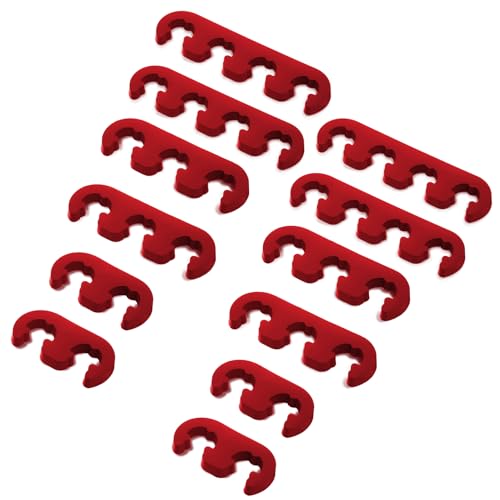 12PCS Spark Plug Wire Separator, Car Engine Spark Plug Separators, 7mm 8mm 8.5mm 8.8mm Engine Spark Plug Wire Loom, 2/3/4 Holes Separator Holder Replacement for Vehicle Ignition Wires (Red) | 7mm 8mm 8.5mm 8.8mm Car Engine Spark Plug Wire Loom, 2/3/4 Hole