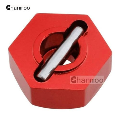 1/10 12mm Wheel Drive Hex with Pin Screws for 1:10 RC RC Buggy Truck Car Upgrade Parts Slash 2WD HSP 102042 122042 Redcat Rc4wd Tamiya Axial SCX10 D90 Hpi LRP WLtoy 4PCS (Red) - color: Red