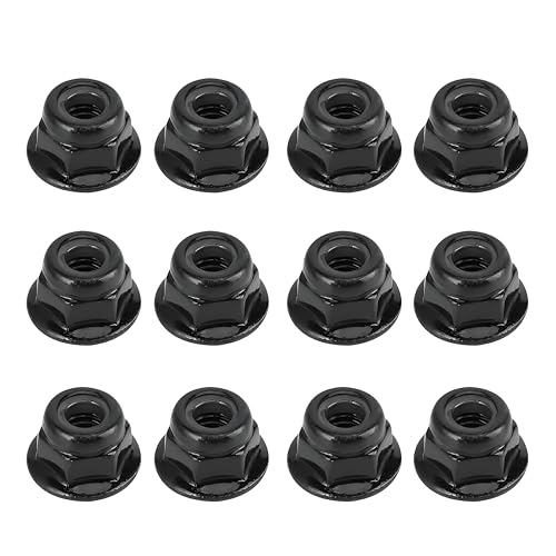 12PCS 4mm Nonslip Wheel Lock Nut Spare Parts Fit for Axial SCX10 1/10 RC Model Car Anti Slip Lock Nuts (Black)