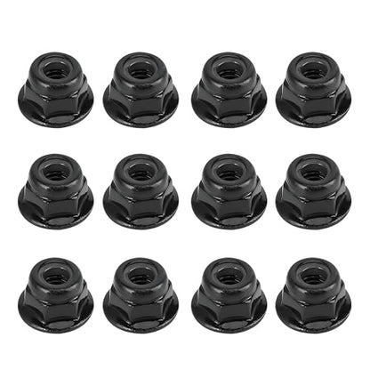 12PCS 4mm Nonslip Wheel Lock Nut Spare Parts Fit for Axial SCX10 1/10 RC Model Car Anti Slip Lock Nuts (Black)