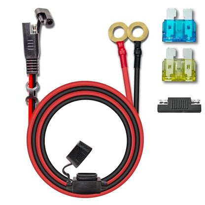 BFXM 10AWG 3.3FT SAE Connector Extension Cables with 15& 20A Fuse | 2 Pin SAE to O Ring Terminal Quick Disconnect Harness for Car, Motorcycle, Solar Panel - color: 10awg3.3ft*1
