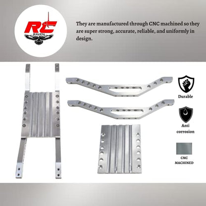 RC Car Aluminum Parts and Accessories for Tmaxx Classic 4910 2.5 or 1.5 Chassis Bottom Braces Machine Finished Also fits Original Emaxx Including Center Skid Plate- RC Car Upgrade Parts